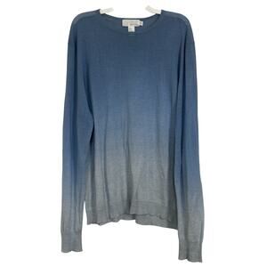 VTG DKNYpure Cashmere Blend Blue Ombre Lightweight Semi Sheer Sweater Size XL